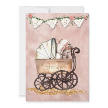 Vintage-Baby-Mädchen-Baby-Shower-Einladung