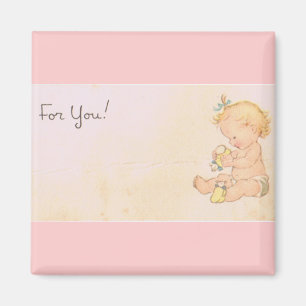 Vintage Baby Mädchen Magnet