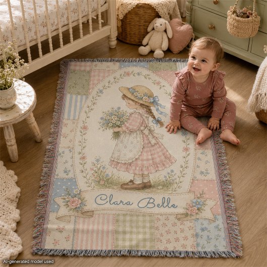 Vintage Baby Mädchen personalisierter Patchwork-Ge Decke