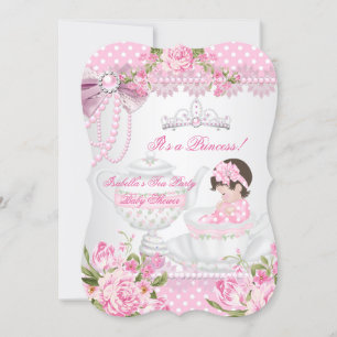 Vintage-Baby-Party Cute Girl Pinke Rose Tee-Party Einladung