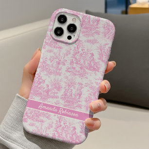 Vintage Baby-Pink-Toile-de-Jouy-Druck iPhone 16 Hülle