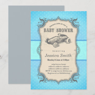 Vintage BABY SHOWER Einladung - Rennwagen