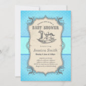 Vintage BABY SHOWER Einladung - Rockpferd (Vorderseite)