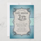 Vintage BABY SHOWER Einladung - Rockpferd (Vorderseite)