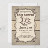 Vintage BABY SHOWER Einladung - Rockpferd (Vorderseite)