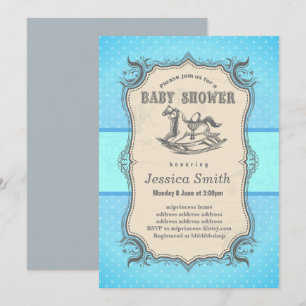Vintage BABY SHOWER Einladung - Schaukelpferd