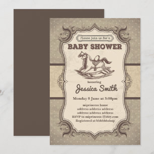 Vintage BABY SHOWER-Einladung - Schaukelpferd Einladung