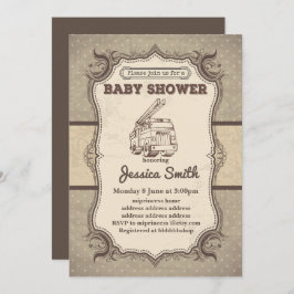 Vintage BABY SHOWER Einladung - Spielzeugfeuerwage