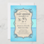 Vintage BABY SHOWER Einladung - Spielzeughubschrau (Vorderseite)