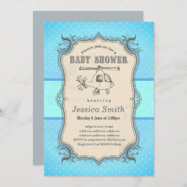 Vintage BABY SHOWER Einladung - Spielzeughubschrau