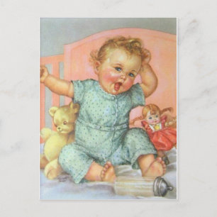 Vintage Babyartikel und Spielzeug Postkarte