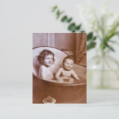 Vintage Babybadezeit Postkarte (Stehend Vorderseite)