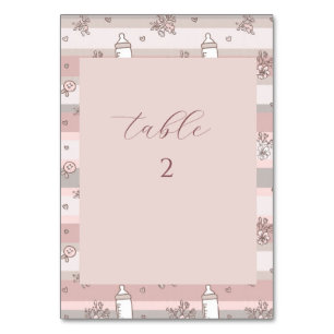 Vintage Babybottle-Muster Baby Shower Tischnummer