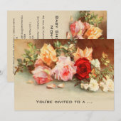 Vintage Babydusche, antike Rose Blume Blumenbeete Einladung (Vorne/Hinten)