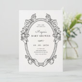 Vintage Babydusche Einladung (Stehend Vorderseite)