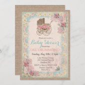 Vintage Babydusche Floral Einladung (Vorne/Hinten)