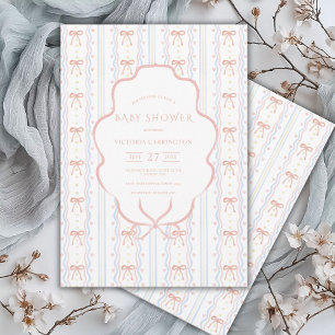 Vintage Babydusche für Herz und Knaben Einladung