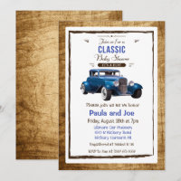 Vintage Babydusche für klassische Autos - Einladun