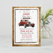 Vintage Babydusche für klassische Autos - Einladun Einladung (Stehend Vorderseite)