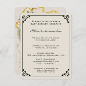 Vintage Babydusche, gelbe Blüten, Blumenwiese Einladung (Vorne/Hinten)