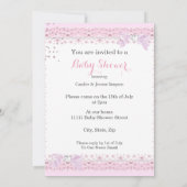 Vintage Babydusche Girl Rosa Regenschirm Cupcake Einladung (Rückseite)