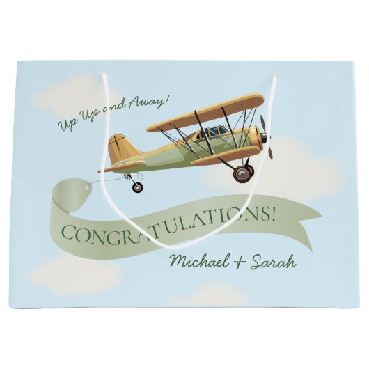 Vintage Babydusche Große Geschenktüte (Vorderseite)