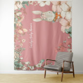 Vintage Babydusche Hintergrund Landschaft Rosa Wandteppich (Beispiel)