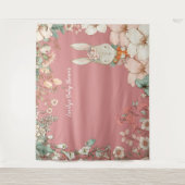 Vintage Babydusche Hintergrund Landschaft Rosa Wandteppich (Vorderseite)