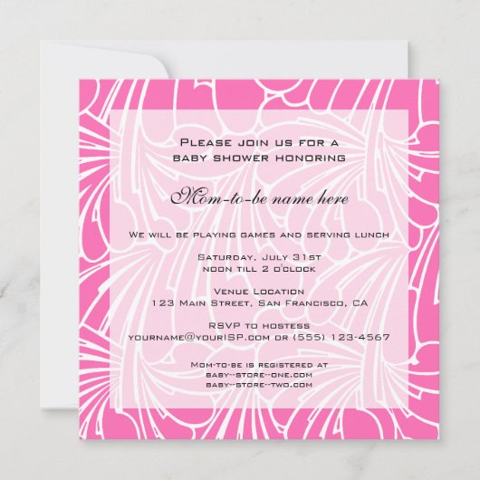 Vintage Babydusche, Jugendstil-Blumenmuster Einladung (Vorderseite)