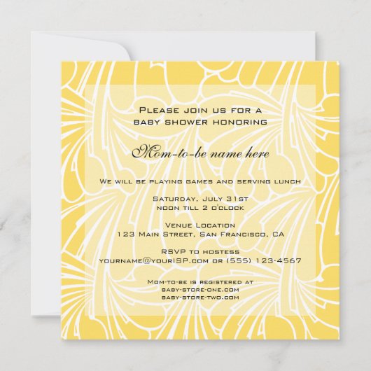 Vintage Babydusche, Jugendstil-Blumenmuster Einladung (Vorderseite)