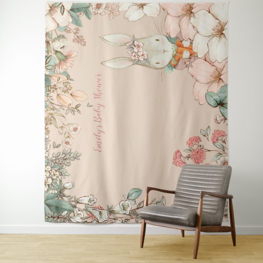 Vintage Babydusche Landschaft Peach Wandteppich (Beispiel)