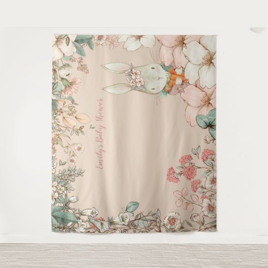 Vintage Babydusche Landschaft Peach Wandteppich (Vorderseite)