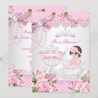Vintage Babydusche Niedlich Girl Pink Rose Tee Par Einladung