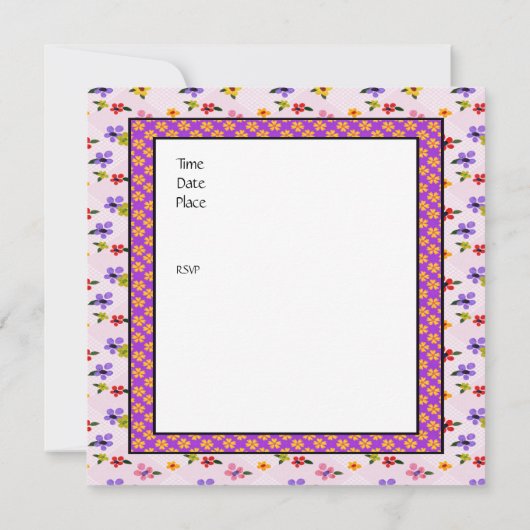 Vintage Babydusche Rosa Blau Einladung (Rückseite)