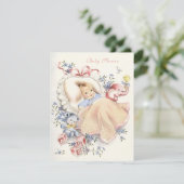 Vintage Babydusche Rosa Elephant Blue Bear Einladung (Stehend Vorderseite)