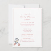 Vintage Babydusche Rosa Elephant Blue Bear Einladung (Rückseite)