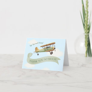 Vintage Babydusche von Airplane Vielen Dank Dankeskarte