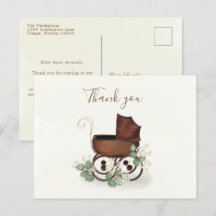 Vintage Babydusche Wasserfarbenkarre Danke