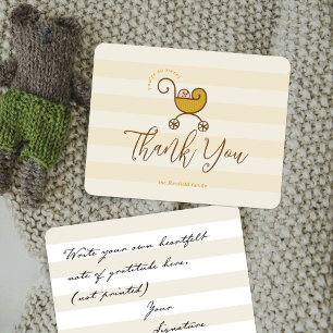 Vintage-Babykarre Sienna gestreift Dankeschön Kart Dankeskarte