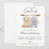 Vintage Babykleidung Einladung (Vorne/Hinten)