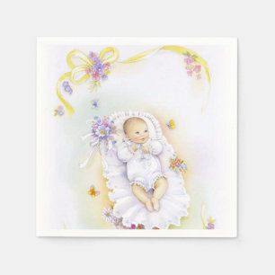 Vintage Babymädchen Taufe-Taufserviette Serviette