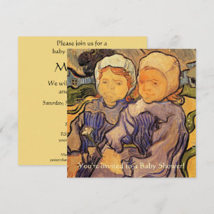 Vintage Babyparty, Van Gogh, Zwei Kinder Einladung