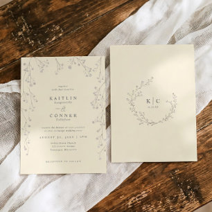 Vintage Baby's Breath Elfenbein-Wildblumen-Hochzei Einladung