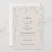 Vintage Baby's Breath Wildflower Beige Wedding Einladung (Vorderseite)