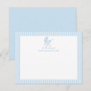 Vintage-Babysportwagen mit blauen Streifen Notizka Einladung