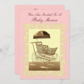 Vintage Babyträgt ~ Babydusche Einladung (Vorne/Hinten)