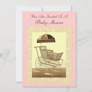 Vintage Babyträgt ~ Babydusche Einladung