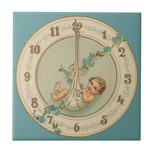 Vintage Babyuhr für neue Jahre Fliese (Vorderseite)