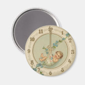 Vintage Babyuhr für neue Jahre Magnet (Vorderseite/Rückseite)