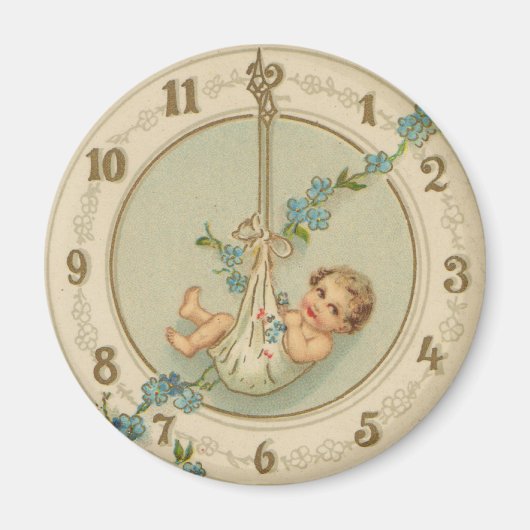 Vintage Babyuhr für neue Jahre Magnet (Vorne)